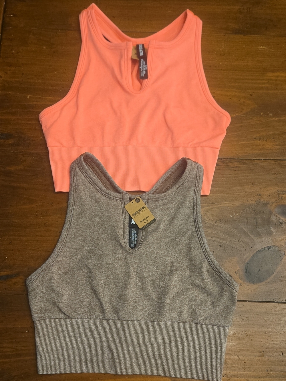 Lot Of 2 Pink Crop Sports Bra/ Bralette Pink-Orange & Brown Medium NWT